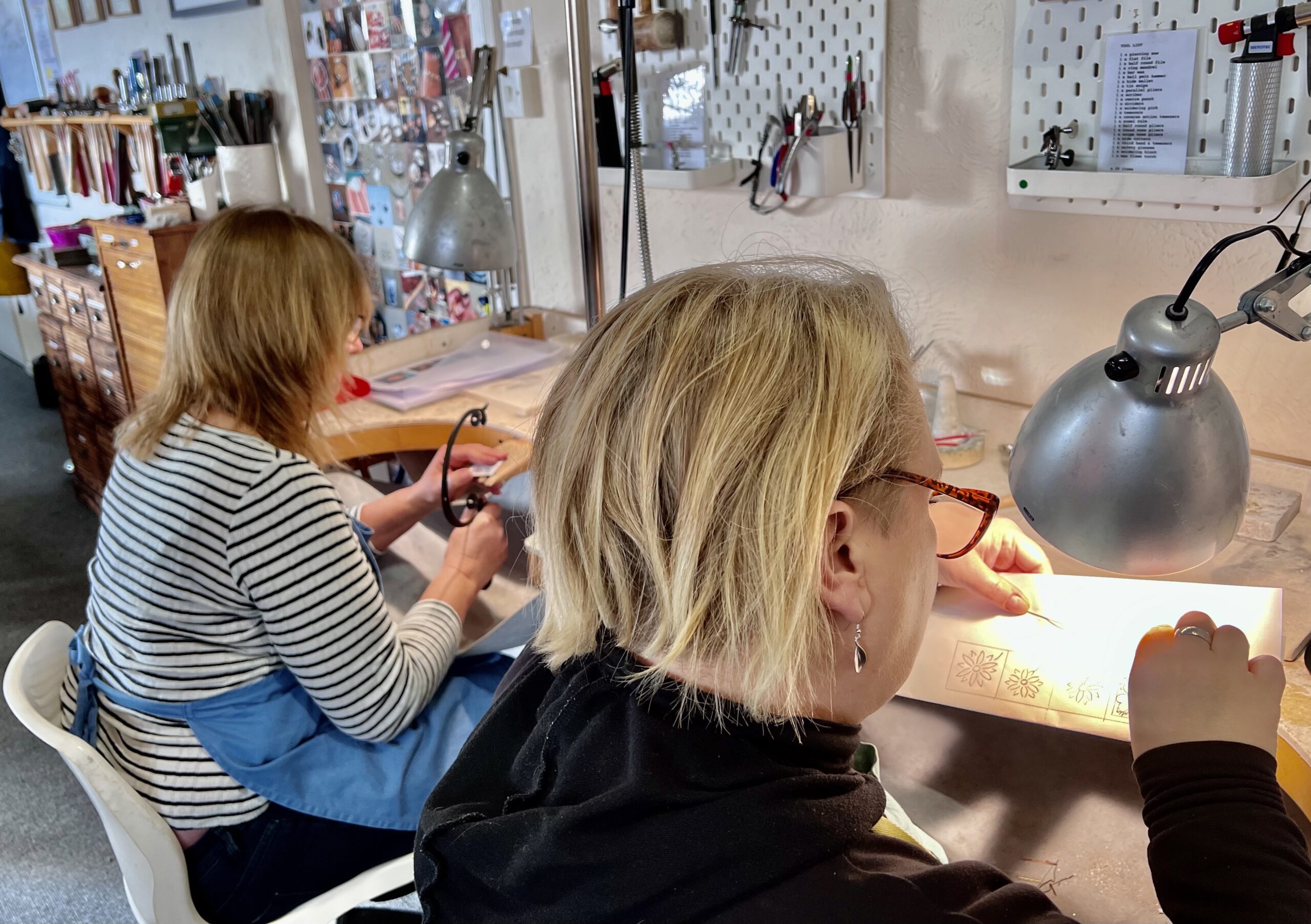Clients busy making jewellery at BENCHspace workshop